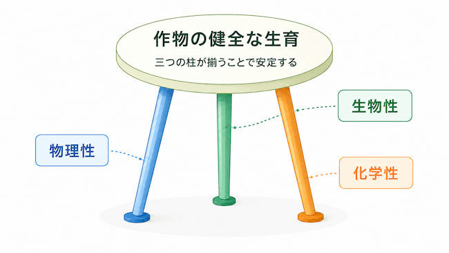 土壌を支える「三本の脚」――物理性・化学性・生物性