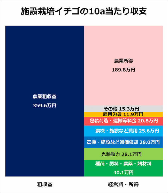 施設栽培イチゴの10a当たり収支