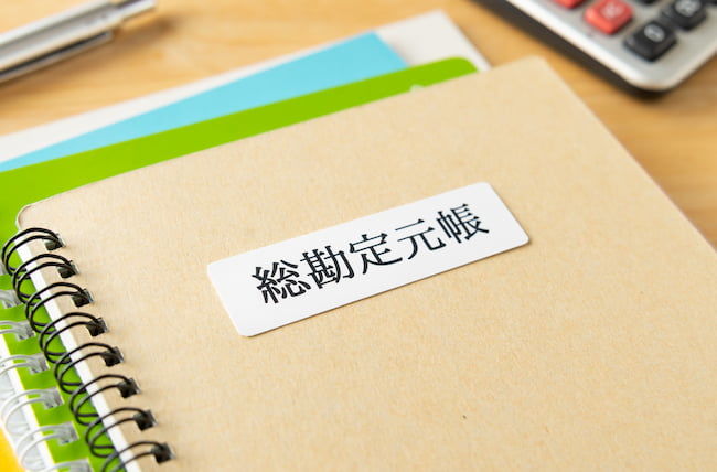 総勘定元帳や現金出納帳などの複式帳簿
