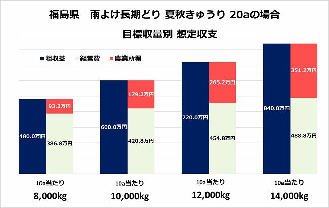 福島県の雨よけ長期どり 夏秋きゅうりの経営モデル