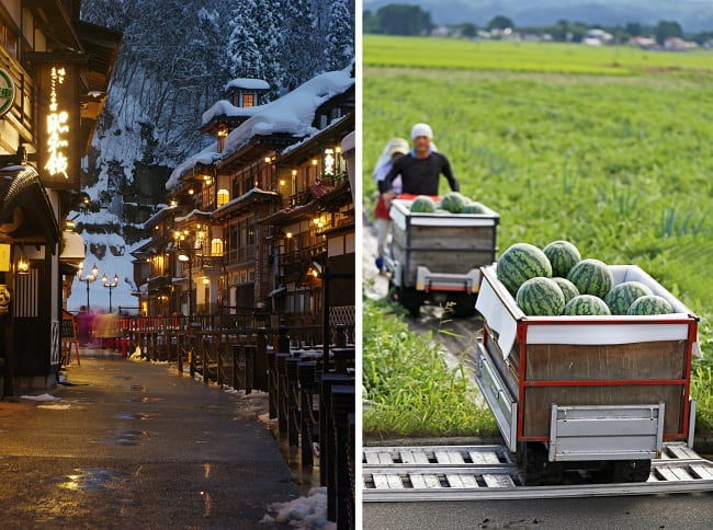雪とすいかの町 尾花沢